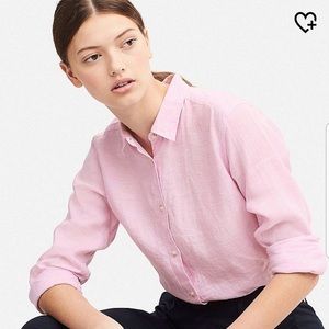 Uniqlo pink linen shirt